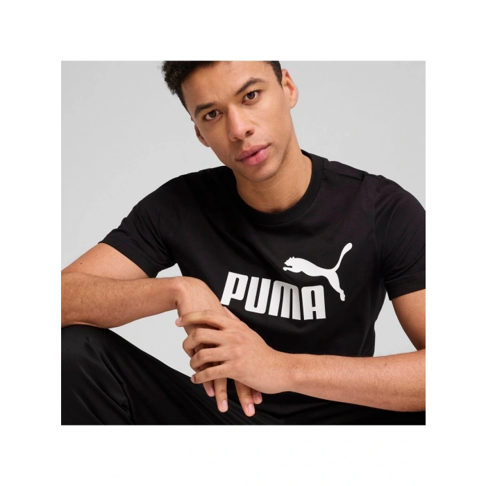 Puma ESS No. 1 Logo Tee Erkek Regular Fit Baskılı Siyah T-Shirt 68253201