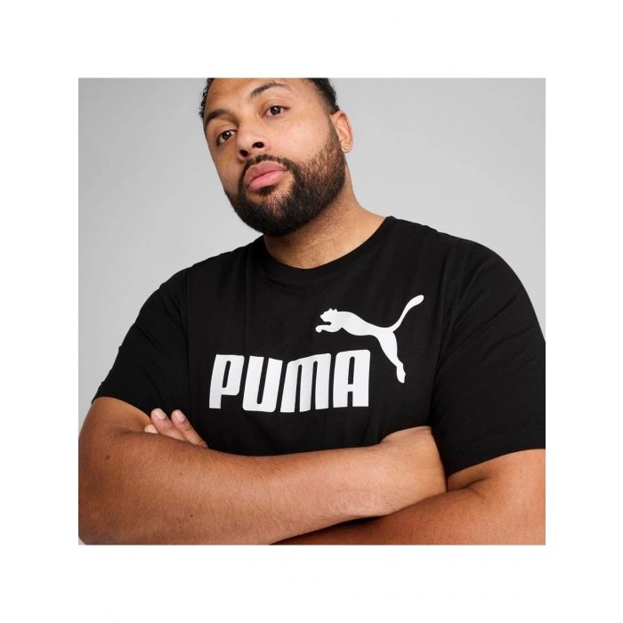 Puma ESS No. 1 Logo Tee Erkek Regular Fit Baskılı Siyah T-Shirt 68253201