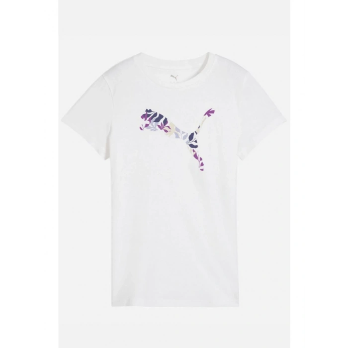 Puma Graphics Floral Cat Logo Beyaz Kadın Tişört 68508102