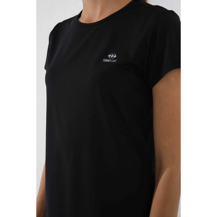 Siyah Basic Kısa Kol Standart Kalıp O Yaka Kadın T-Shirt - 97144