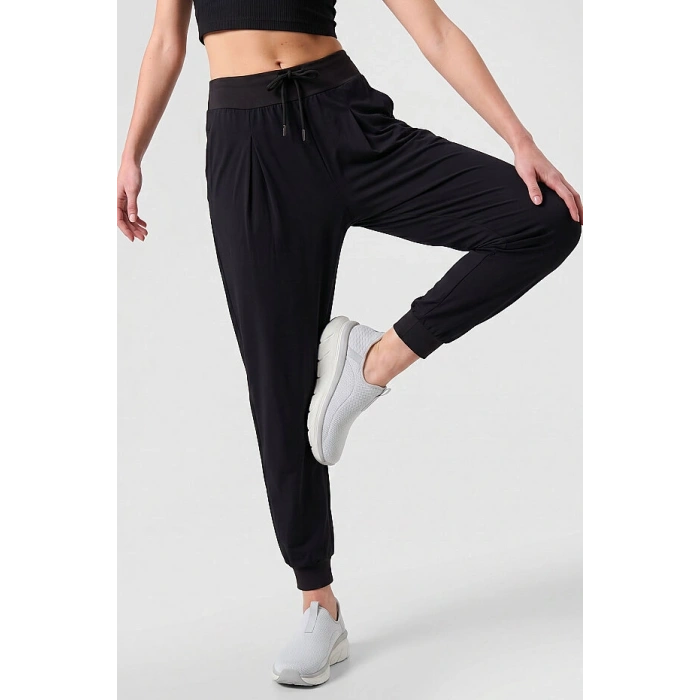 Siyah Cepli Standart Kalıp Kadın Yoga Pantolon - 94677
