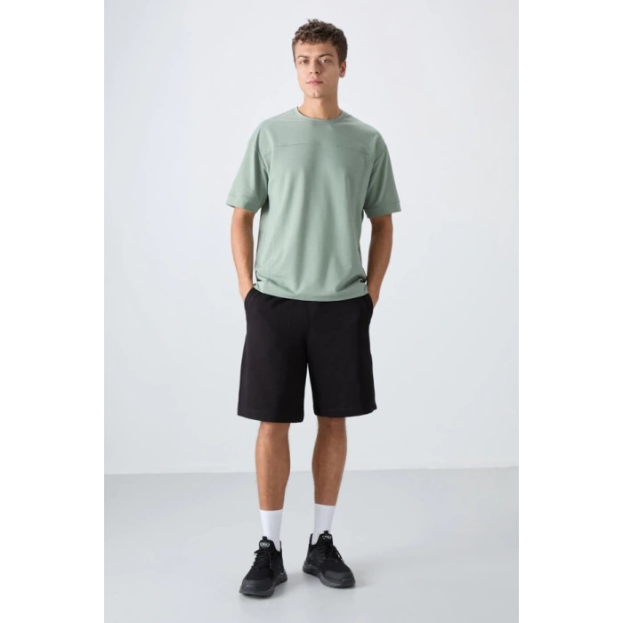 TOMMY LIFE Siyah Pamuklu Kalın Yumuşak Dokulu Comfort Fit Basic Erkek Şort - 81260