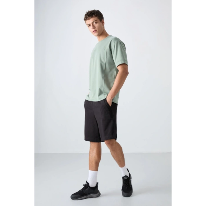 TOMMY LIFE Siyah Pamuklu Kalın Yumuşak Dokulu Comfort Fit Basic Erkek Şort - 81260