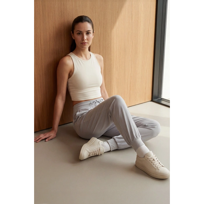 Taş Cepli Standart Kalıp Kadın Yoga Pantolon - 94677