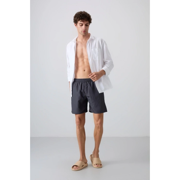 Tommy Lıfe Antrasıt Hızlı Kuruyan Standart Fit Erkek Deniz Şortu -81237