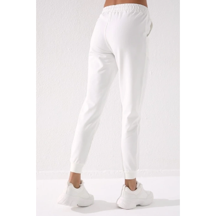 TOMMY LIFE Ekru Yüksek Bel Jogger Kadın Eşofman Alt - 94561