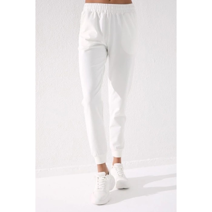 TOMMY LIFE Ekru Yüksek Bel Jogger Kadın Eşofman Alt - 94561