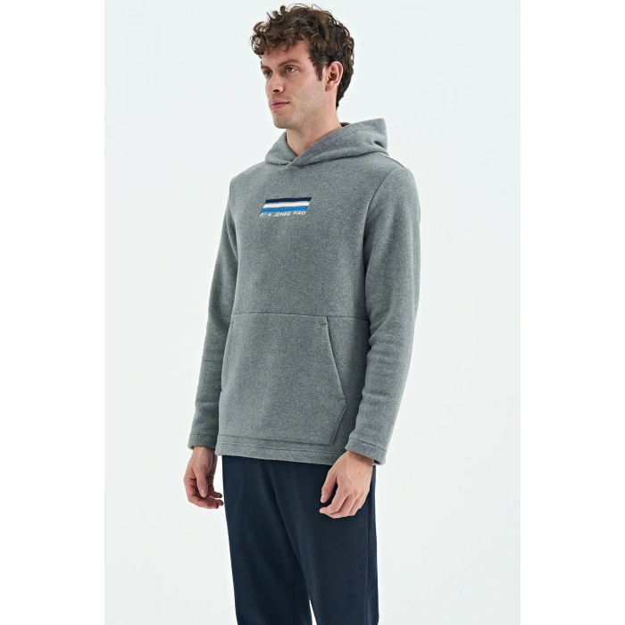 Tommy Life  Erkek Kapşonlu Sweat Antrasit ART-88301