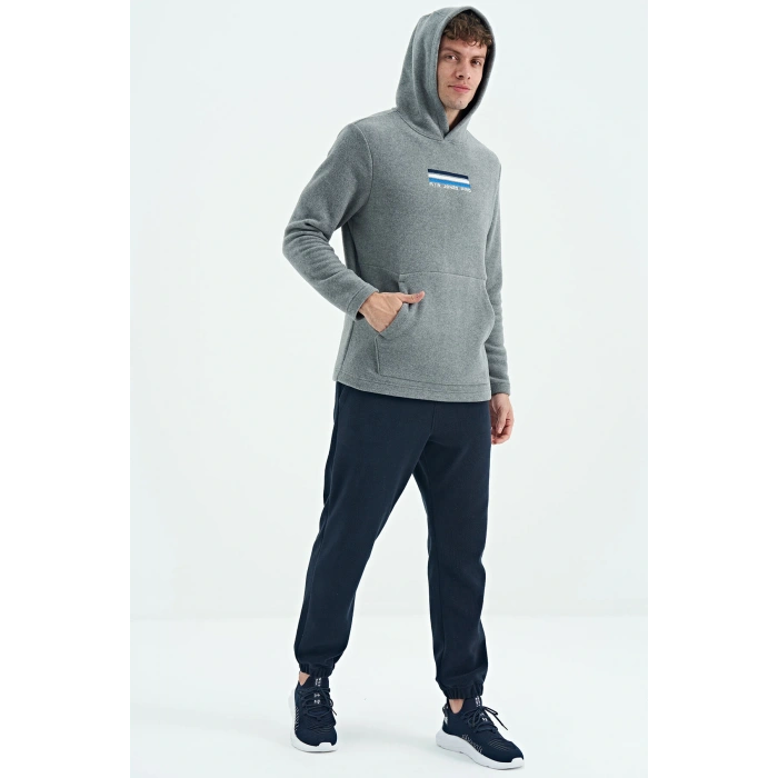 Tommy Life  Erkek Kapşonlu Sweat Antrasit ART-88301