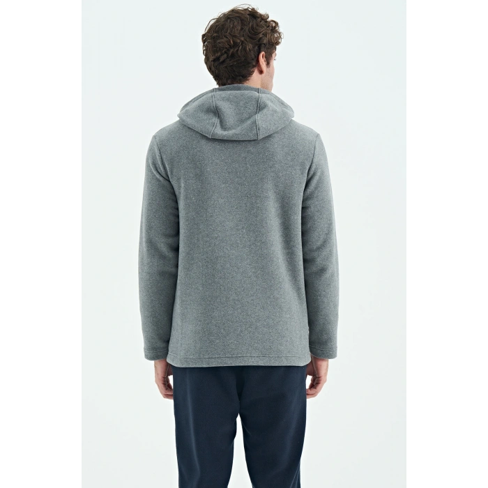 Tommy Life  Erkek Kapşonlu Sweat Antrasit ART-88301
