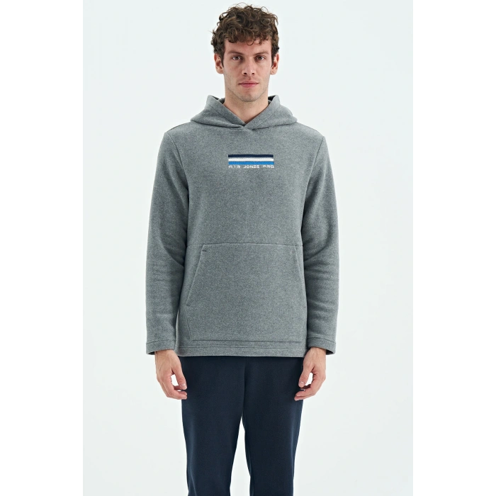 Tommy Life  Erkek Kapşonlu Sweat Antrasit ART-88301