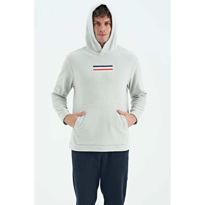 Tommy Life Erkek Kapşonlu Sweat Taş ART-88301