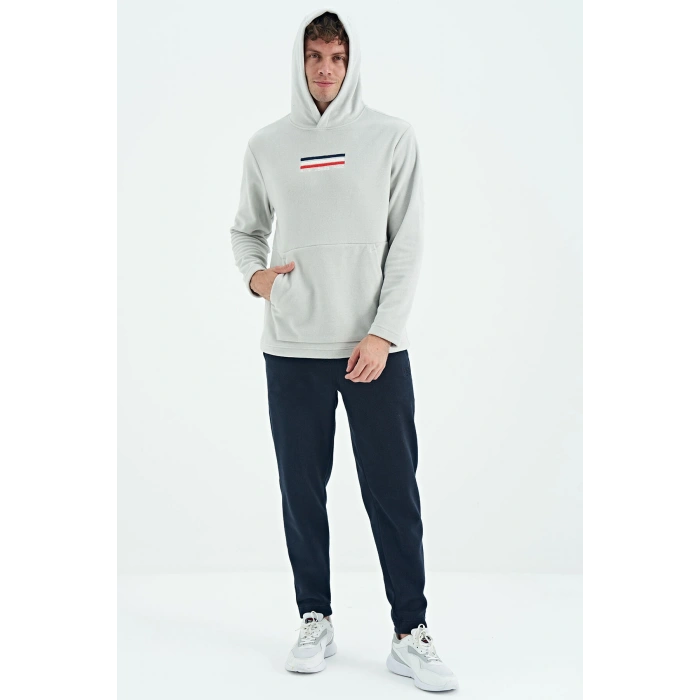 Tommy Life Erkek Kapşonlu Sweat Taş ART-88301
