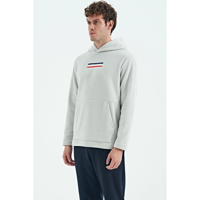 Tommy Life Erkek Kapşonlu Sweat Taş ART-88301
