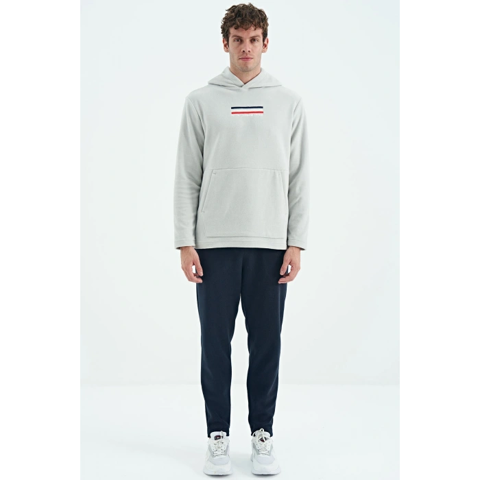 Tommy Life Erkek Kapşonlu Sweat Taş ART-88301