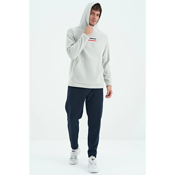 Tommy Life Erkek Kapşonlu Sweat Taş ART-88301