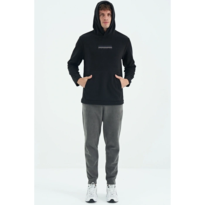Tommy Life  Erkek Kapşonlu Sweat Siyah ART-88301