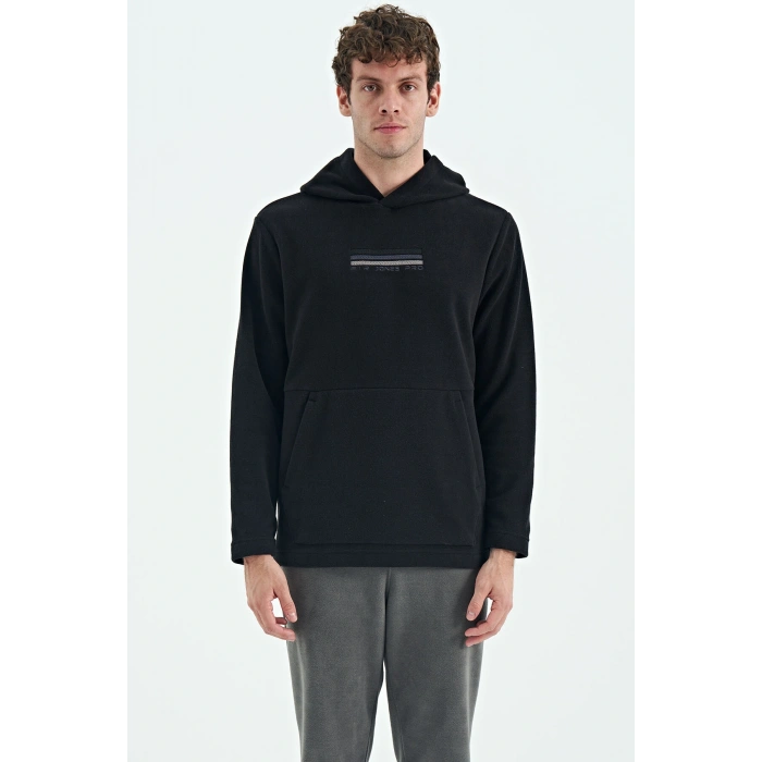 Tommy Life  Erkek Kapşonlu Sweat Siyah ART-88301