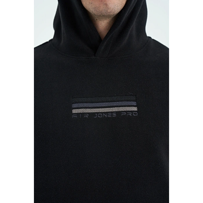 Tommy Life  Erkek Kapşonlu Sweat Siyah ART-88301