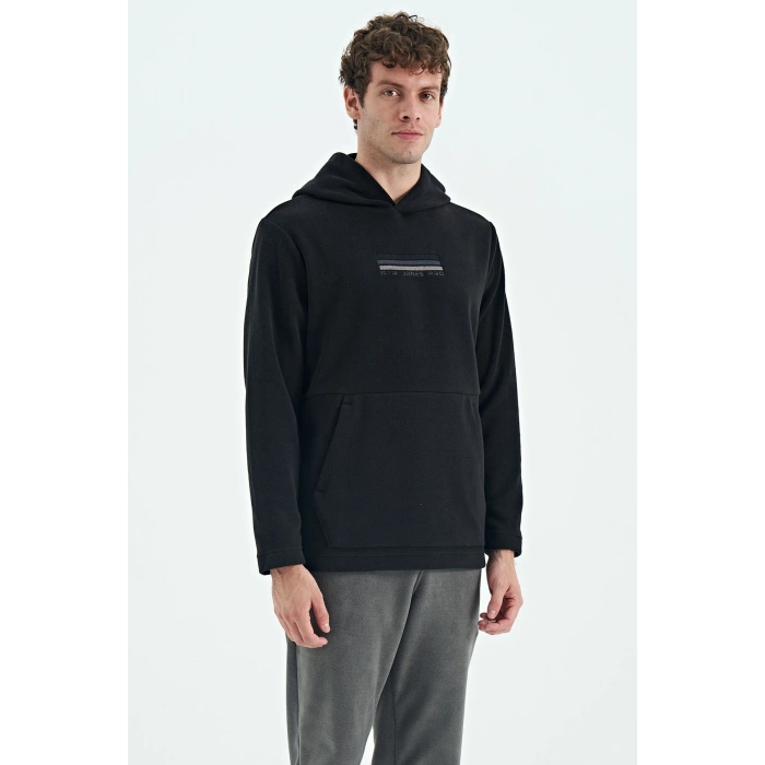 Tommy Life  Erkek Kapşonlu Sweat Siyah ART-88301