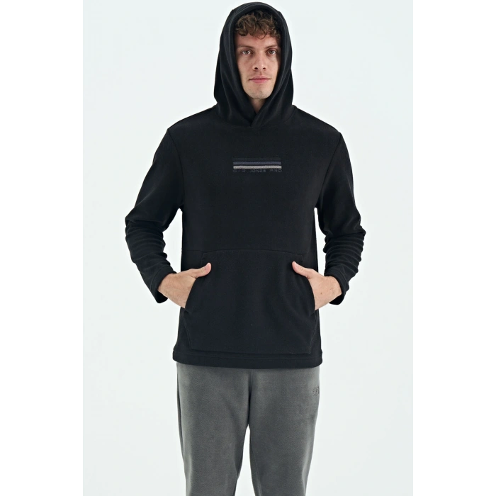 Tommy Life  Erkek Kapşonlu Sweat Siyah ART-88301