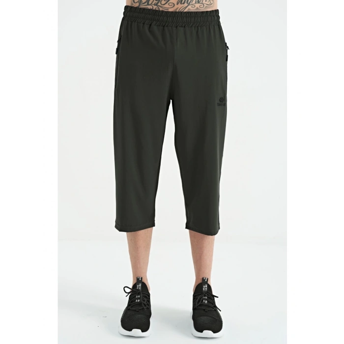 TOMMY LIFE Siyah Bağcıklı Standart Kalıp Fermuar Cepli Kapri 83096