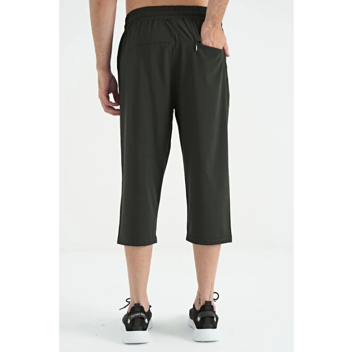 TOMMY LIFE Siyah Bağcıklı Standart Kalıp Fermuar Cepli Kapri 83096