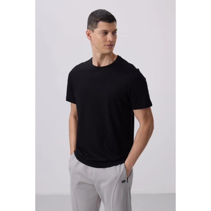 Tommy Life Siyah Erkek Basic Kısa Kol Standart Kalıp O Yaka T-shirt 87911