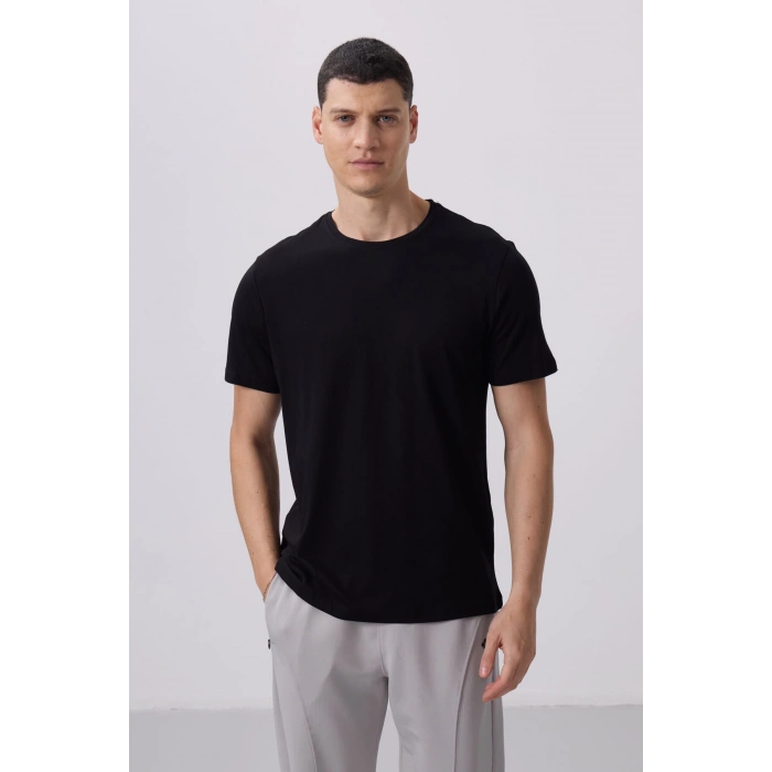 Tommy Life Siyah Erkek Basic Kısa Kol Standart Kalıp O Yaka T-shirt 87911