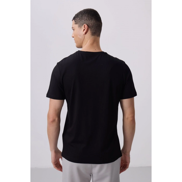 Tommy Life Siyah Erkek Basic Kısa Kol Standart Kalıp O Yaka T-shirt 87911