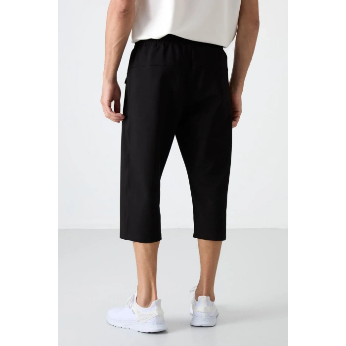 TOMMY LİFE Siyah Fermuar Cepli Standart Kalıp Klasik Paça Erkek Kapri-83090