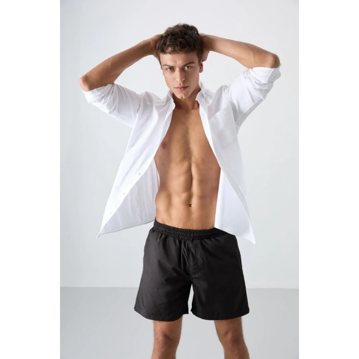 Tommy Lıfe Siyah Hızlı Kuruyan Standart Fit Erkek Deniz Şortu 81237