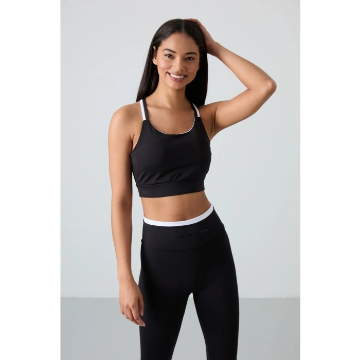 Tommy Life Siyah Polyester Esnek Standart Fit Performans Kadın Tayt Takım 95333