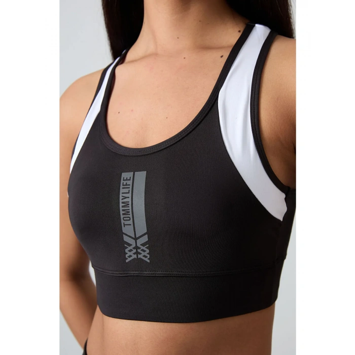 Tommy Lıfe Siyah Polyester Esnek Standart Fit Performans Kadın Tayt Takım 95332