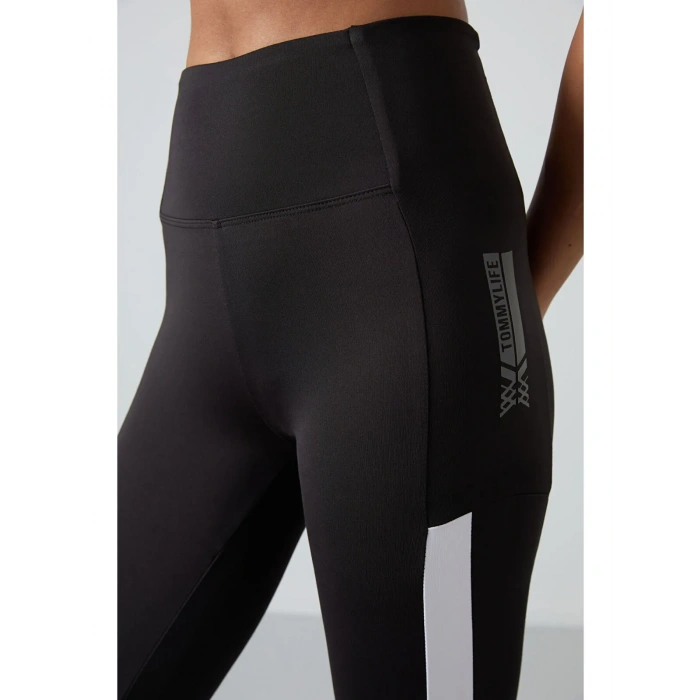 Tommy Lıfe Siyah Polyester Esnek Standart Fit Performans Kadın Tayt Takım 95332