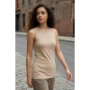 Bej Slim Fit Basic O Yaka Sıfır Kol Kadın Atlet - 97313