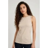 Bej Slim Fit Basic O Yaka Sıfır Kol Kadın Atlet - 97313