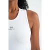 TOMMY LIFE Beyaz Yırtmaç Detaylı O Yaka Sıfır Kollu Standart Kalıp Kadın Spor Atlet - 97256