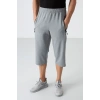 TOMMY LIFE Gri Melanj Fermuar Cepli Standart Kalıp Klasik Paça Erkek Kapri 83090