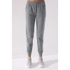 Tommy Life Gri Melanj Yüksek Bel Jogger Kadın Eşofman Alt - 94561
