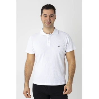 Crozwise Pamuk Pike Waffle Polo Yaka Tişört Beyaz 7152-08