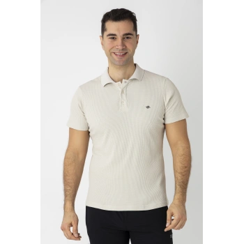 Crozwise Pamuk Pike Waffle Polo Yaka Tişört Krem 7152-02