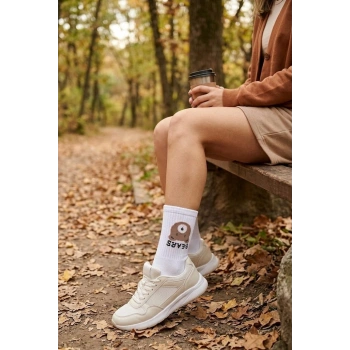 Bayan Supersocks Bears Beyaz Çorap