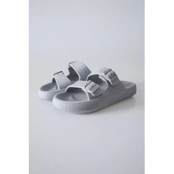 Tommy Life Buz Yüksek Tabanlı Çift Tokalı Erkek Terlik -89302