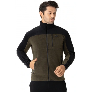 Crozwise Erkek Tam Fermuarlı Polar Sweat Haki 6051-04