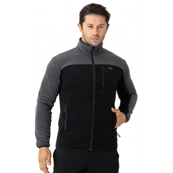 Crozwise Erkek Tam Fermuarlı Polar Sweat Siyah 6051-10