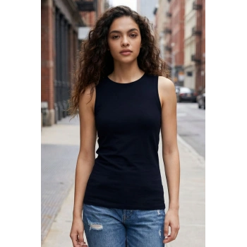Lacivert Slim Fit Basic O Yaka Sıfır Kol Kadın Atlet - 97313