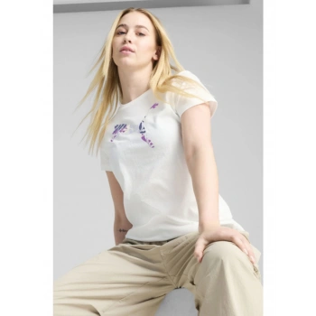 Puma Graphics Floral Cat Logo Beyaz Kadın Tişört 68508102