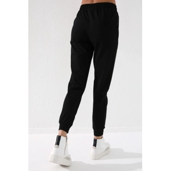 Tommy Life Siyah Yüksek Bel Jogger Kadın Eşofman Alt - 94561