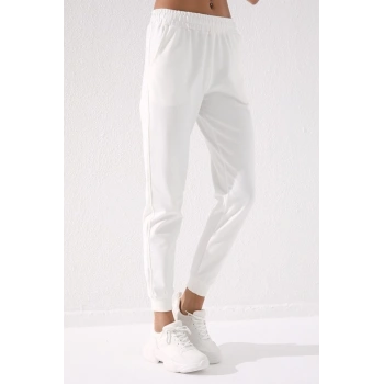 TOMMY LIFE Ekru Yüksek Bel Jogger Kadın Eşofman Alt - 94561